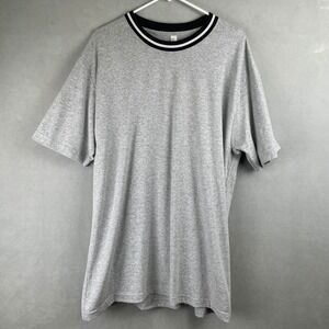 American Apparel Heavy Jersey Collection Sporty Ringer Y2K T Shirt Gray Mens M